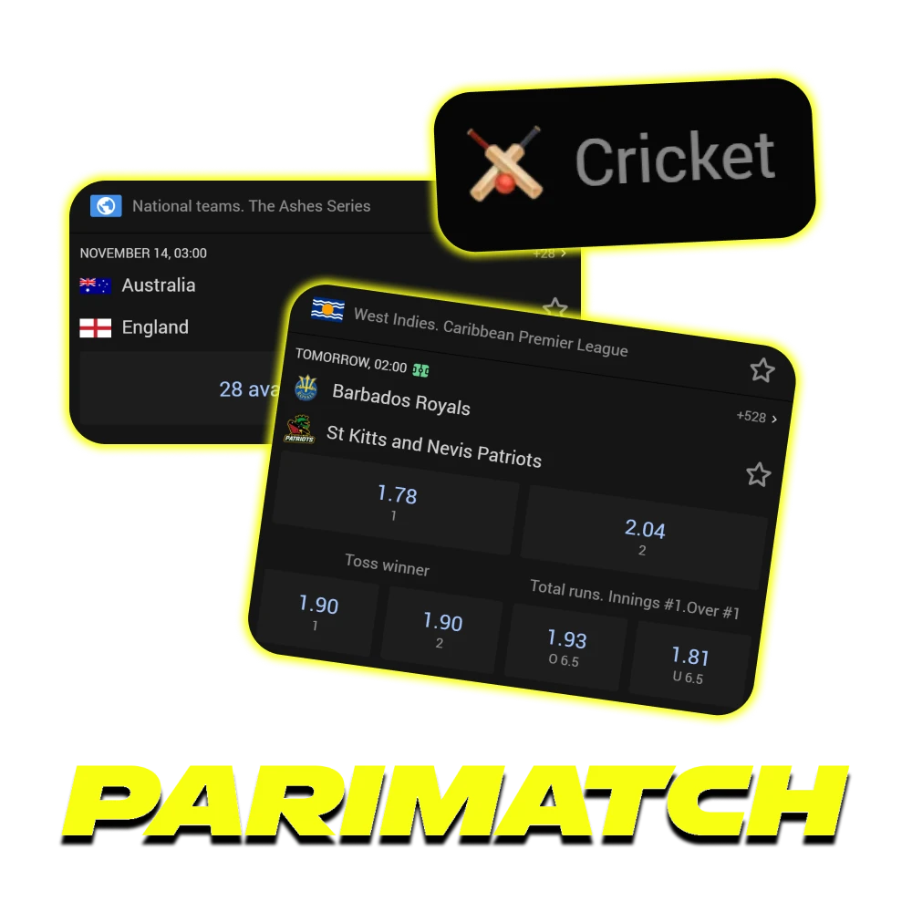 Bet on cricket at Parimatch official betting platform.