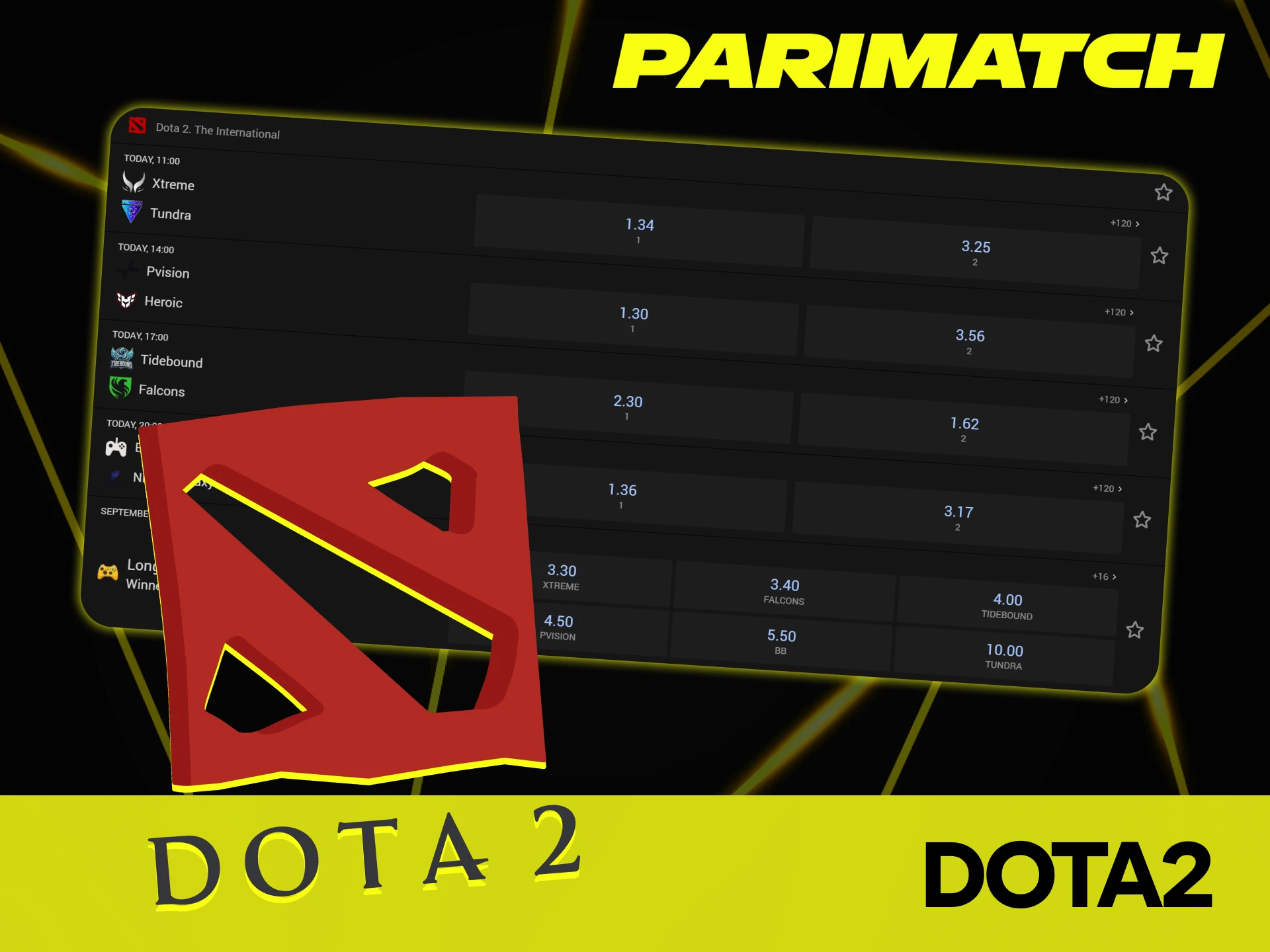 Dota2 is a popular game to place bets at Parimatch.