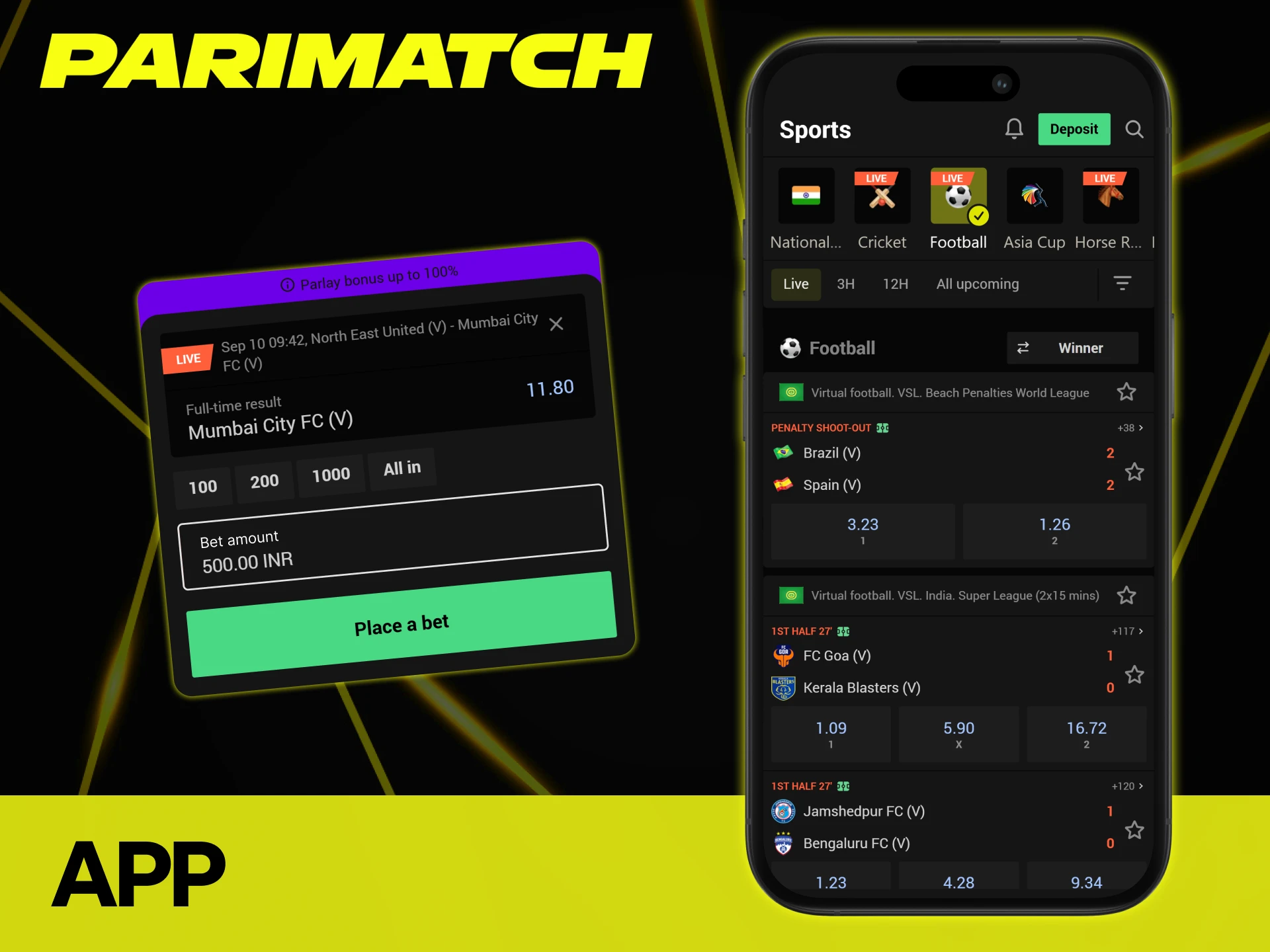 Try football betting with Parimatch official application.