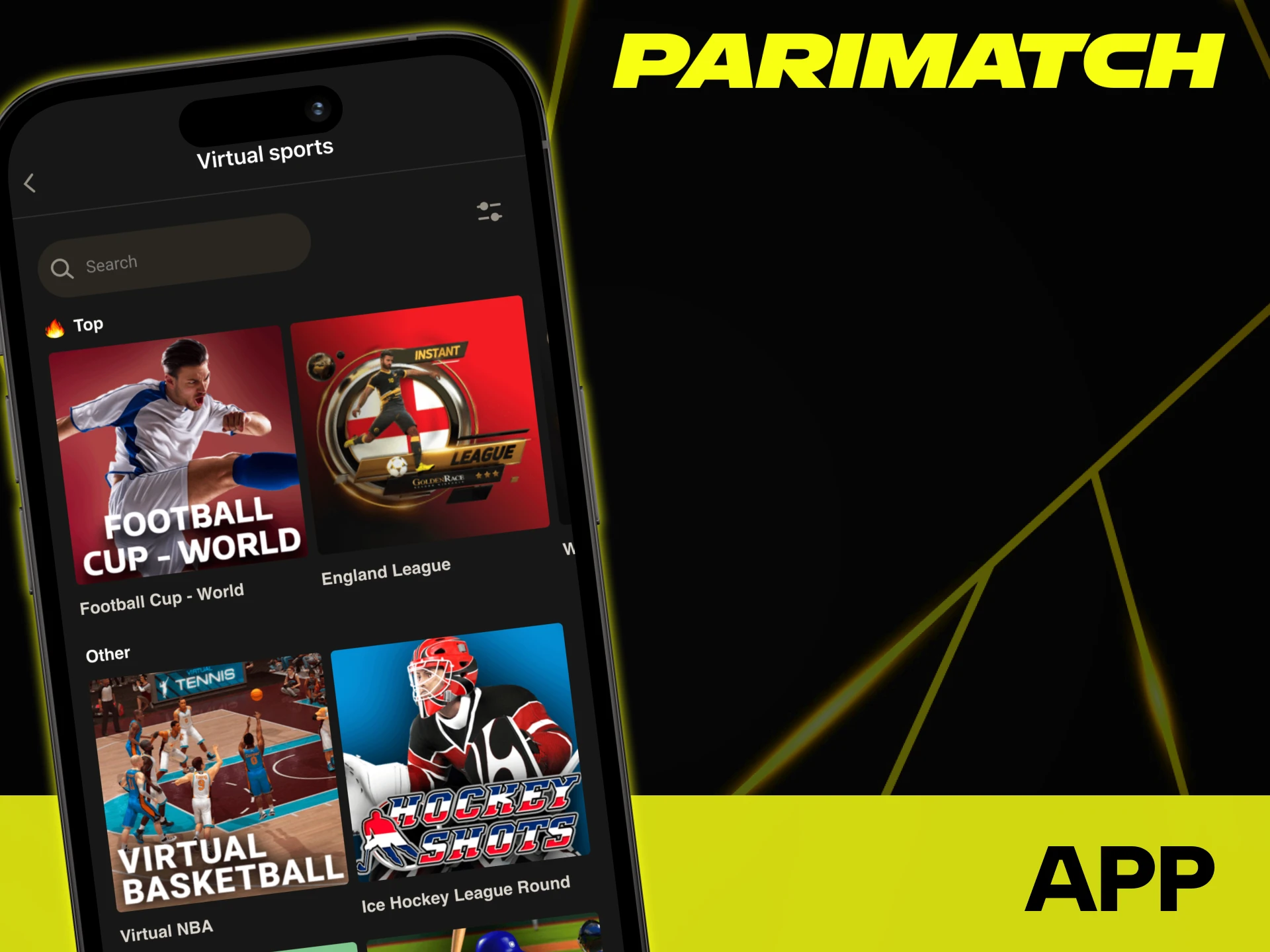 Use free Parimatch mobile app for virtual sports betting.