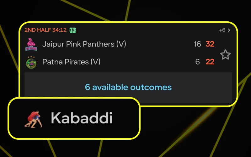 Bet on kabaddi matches with dynamic live odds on Parimatch today.
