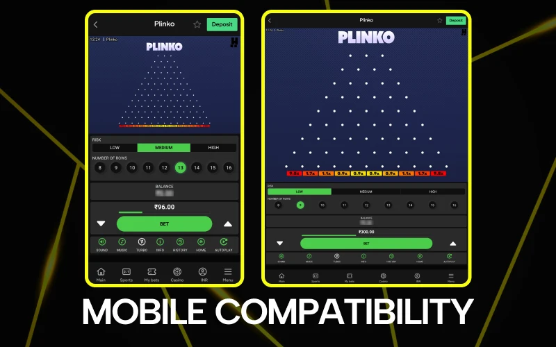 Parimatch Plinko game is compatible with smartphones and tablets.