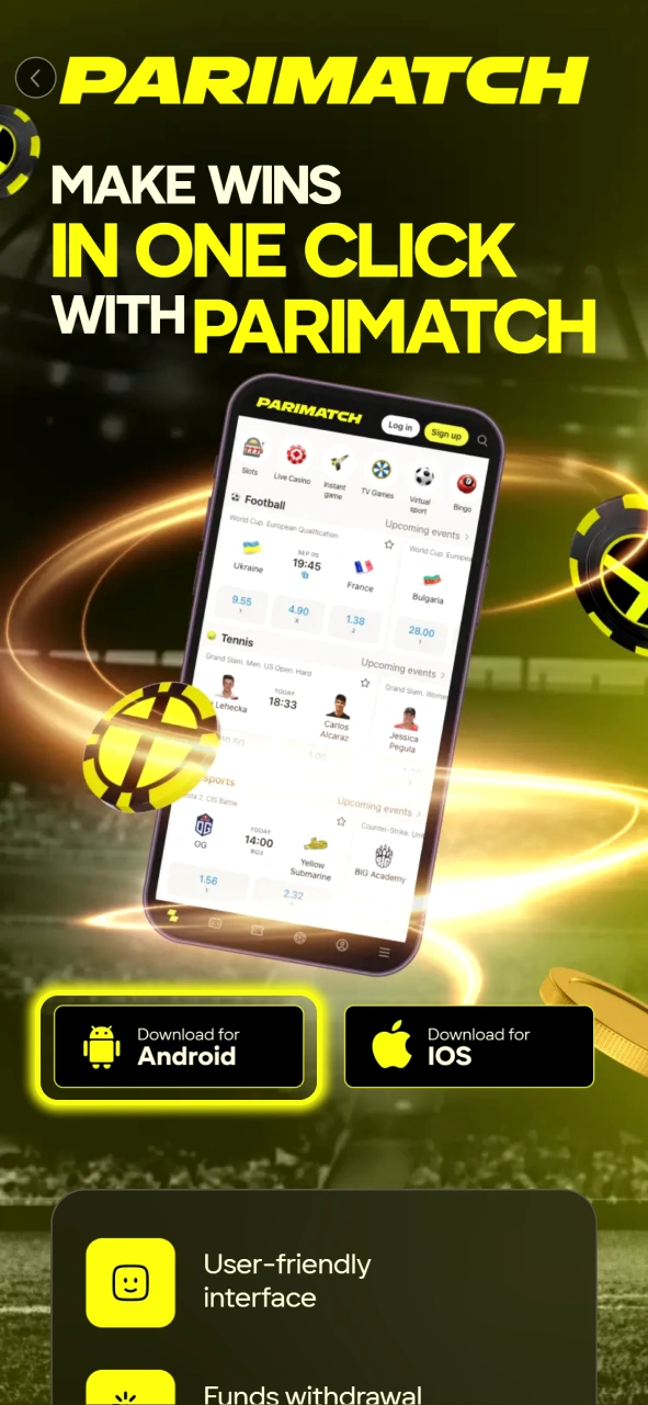 Click the Download for Android button to get the official Parimatch app file.