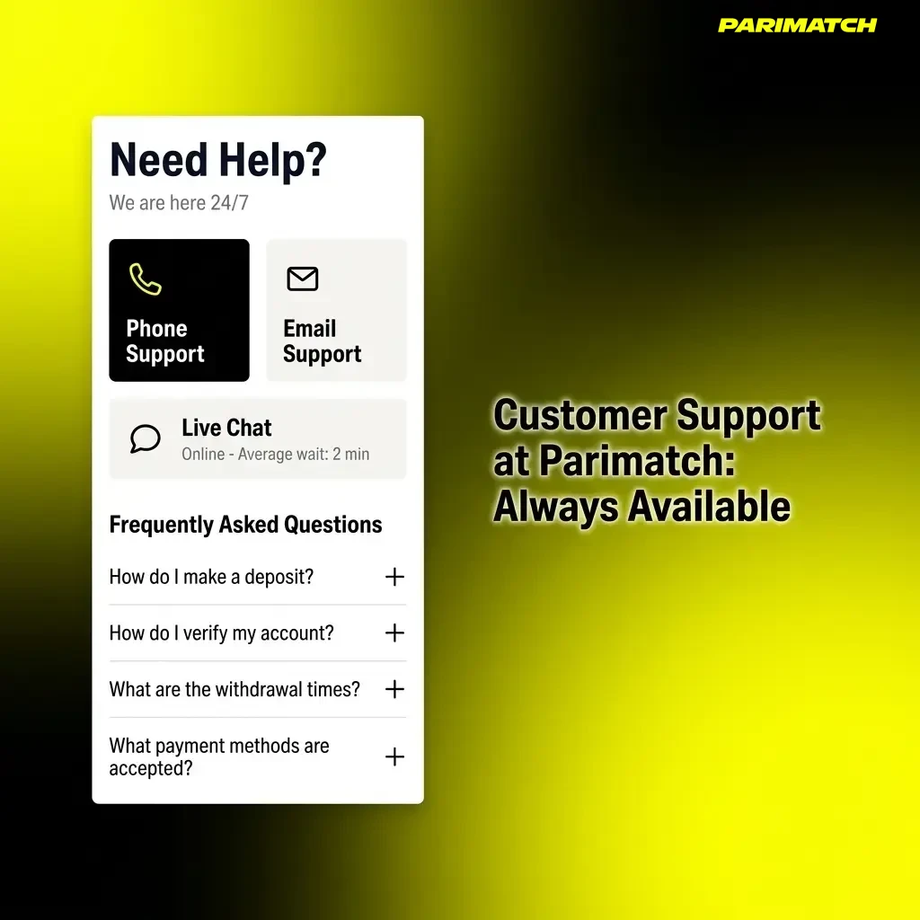 Parimatch customer support options including live chat, email, Telegram, and FAQ centre for Indian players